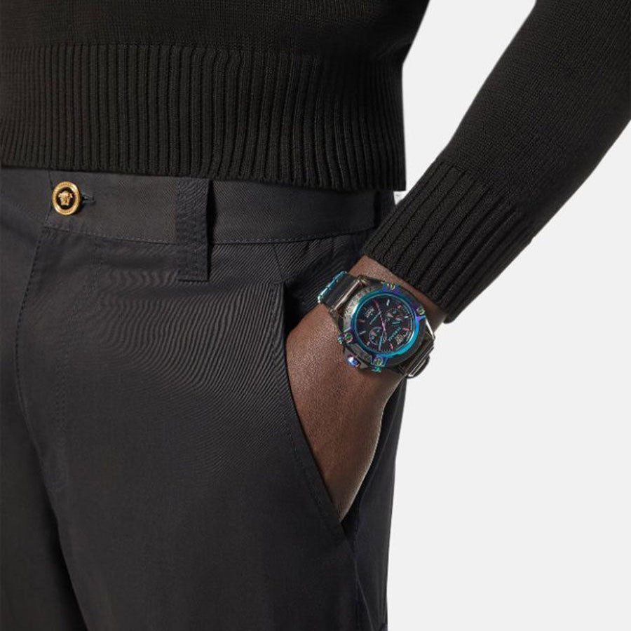 Versace Icon Active Chronograph Black Dial Grey Silicone Strap Watch for Men - VEZ701022 Buy Now By Versace