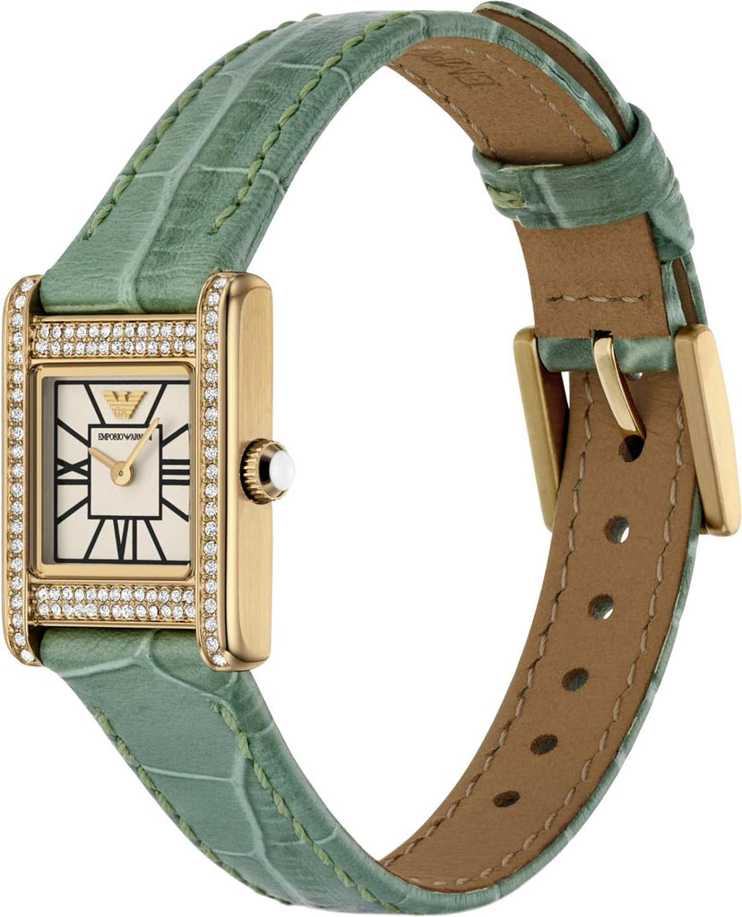Emporio Armani Classic White Dial Green Leather Strap Watch for Women - AR11661 Buy Now By Emporio Armani