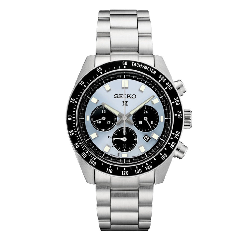 Seiko Prospex Speedtimer 41.4 Solar Chronograph Blue Dial Silver Steel Strap Watch for Men - SSC935 Buy Now By Seiko