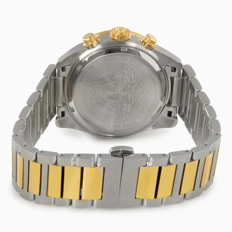 Versace Greca Dome Chronograph Green Dial Two Tone Steel Strap Watch for Men - VE6K00423 Buy Now By Versace