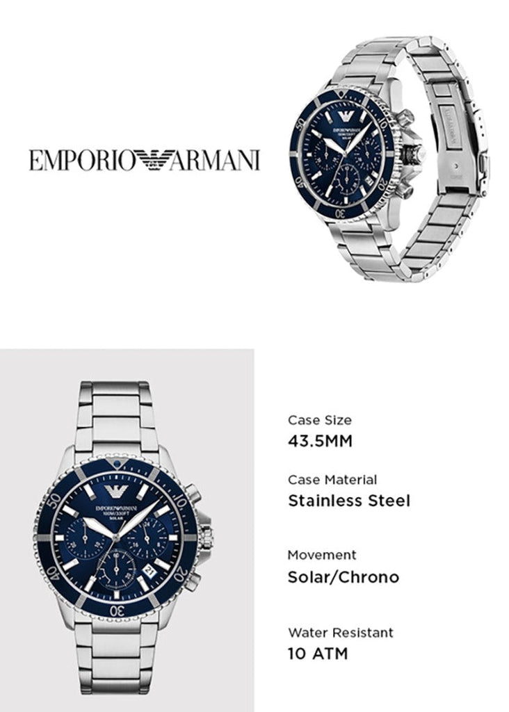 Emporio Armani World Explorer Chronograph Blue Dial Silver Steel Strap Watch for Men - AR11681 Buy Now By Emporio Armani