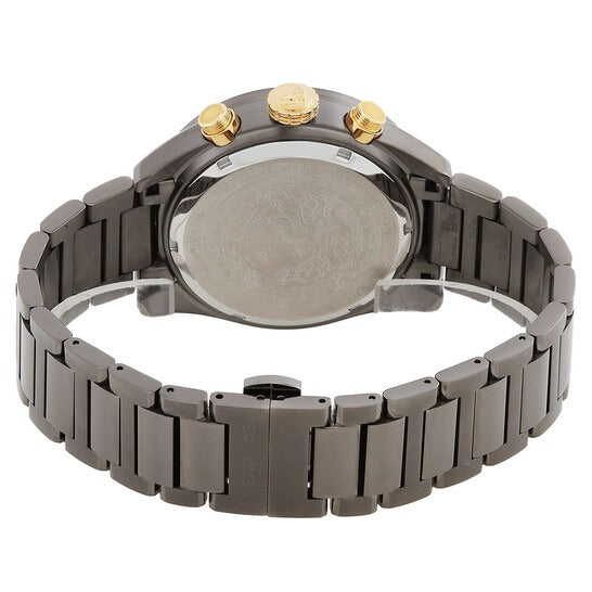 Versace Greca Dome Chronograph Black Dial Grey Steel Strap Watch for Men - VE6K00623 Buy Now By Versace