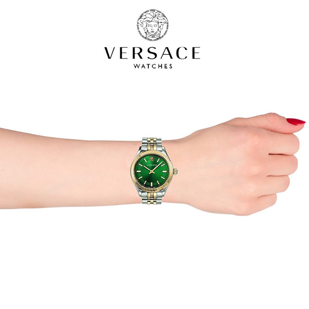 Versace Hellenyium Quartz Green Dial Two Tone Steel Strap Watch for Women - VEHU00420 Buy Now By Versace