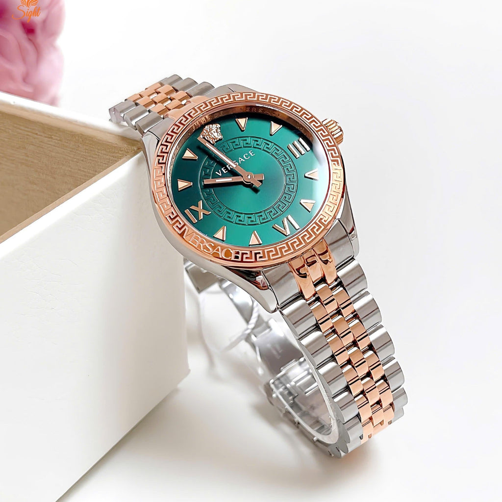 Versace Hellenyium Quartz Green Dial Two Tone Steel Strap Watch for Women - VE2S00422 Buy Now By Versace