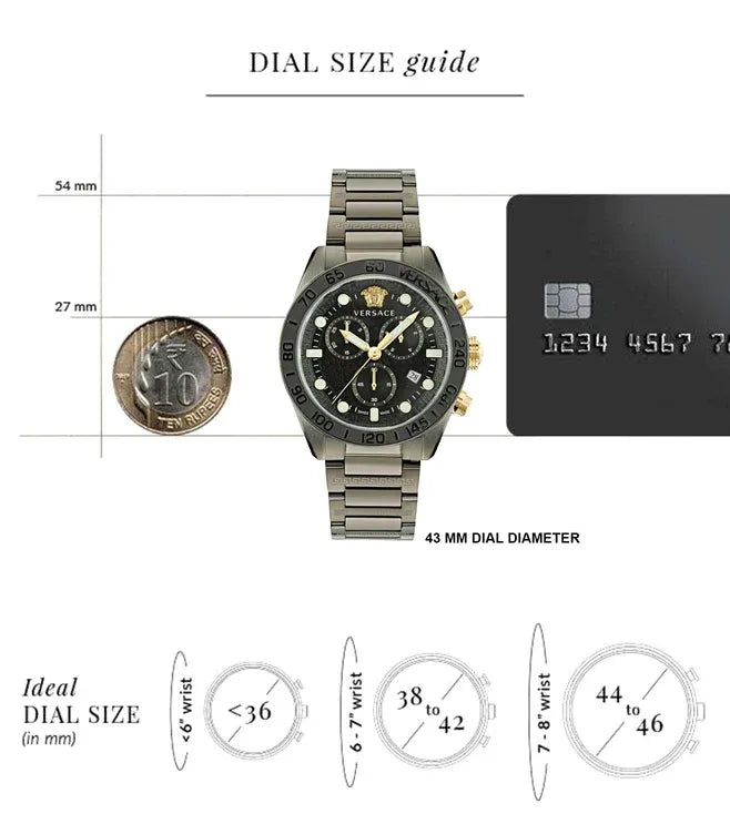 Versace Greca Dome Chronograph Black Dial Grey Steel Strap Watch for Men - VE6K00623 Buy Now By Versace