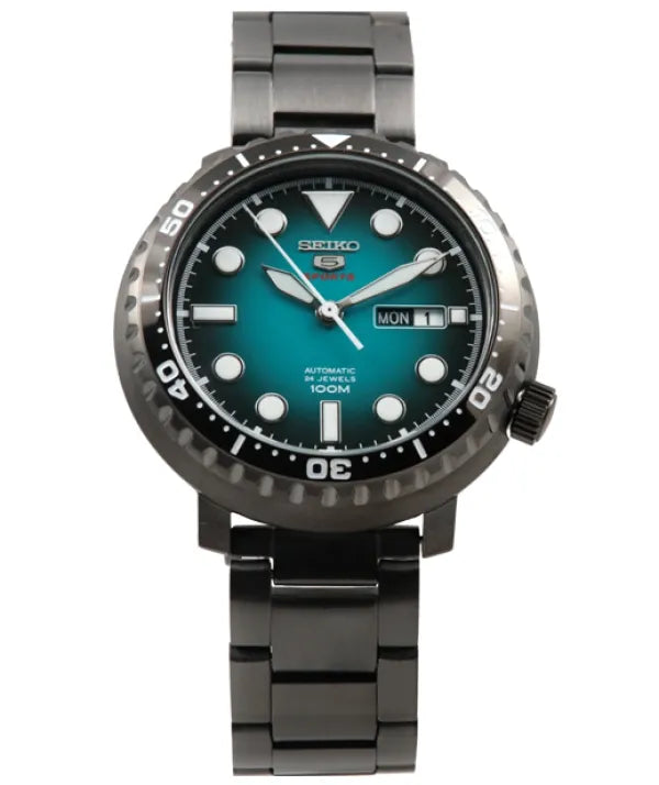 Seiko 5 Sports Automatic Turquoise Dial Grey Steel Strap Watch for Men - SRPC65J1 Buy Now By Seiko