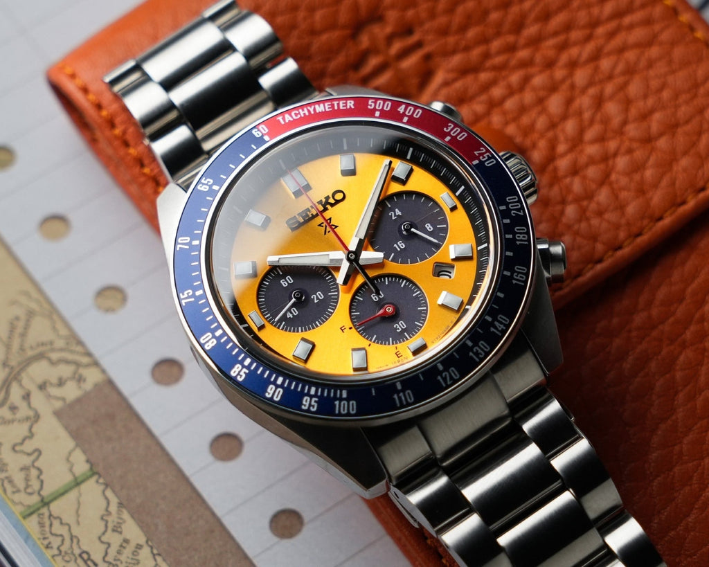 Seiko Prospex Solar Chronograph 1969 Re-interpretation Orange Dial Silver Steel Strap Watch for Men - SSC947 Buy Now By Seiko