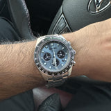 Seiko Prospex Speedtimer 41.4 Solar Chronograph Blue Dial Silver Steel Strap Watch for Men - SSC935 Buy Now By Seiko