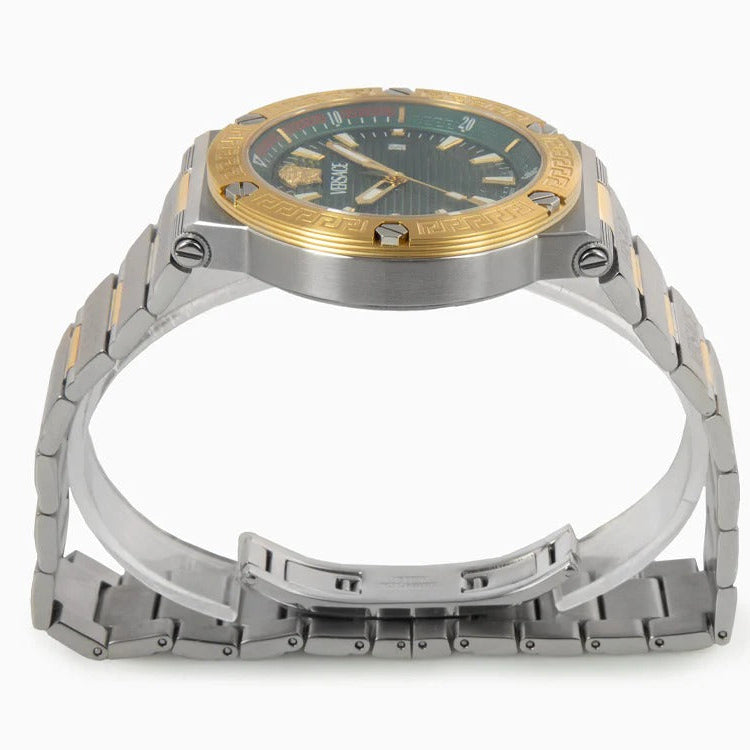 Versace Greca Logo Diver Quartz Green Dial Two Tone Steel Strap Watch for Men - VE8G00524 Buy Now By Versace