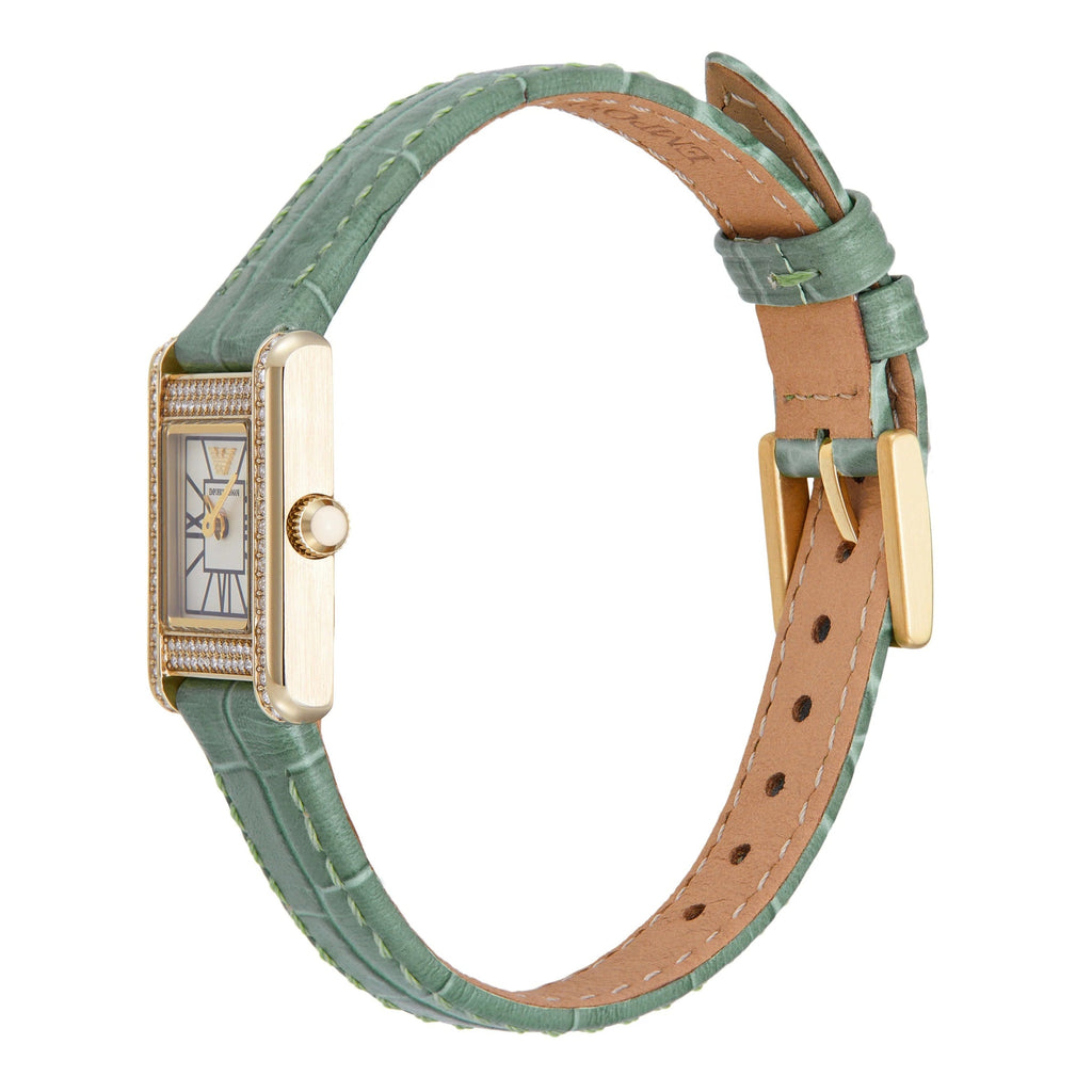 Emporio Armani Classic White Dial Green Leather Strap Watch for Women - AR11661 Buy Now By Emporio Armani