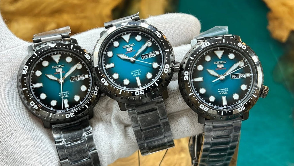 Seiko 5 Sports Automatic Turquoise Dial Grey Steel Strap Watch for Men - SRPC65J1 Buy Now By Seiko