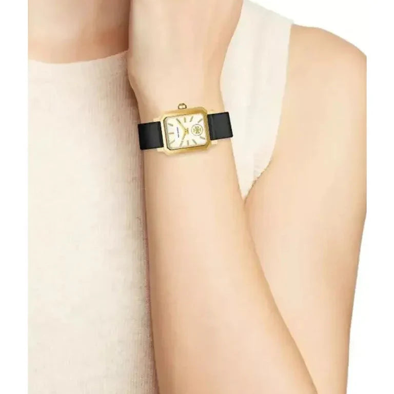 Tory Burch Robinson White Dial Black Leather Strap Watch for Women - TBW1504 Buy Now By Tory Burch