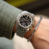 Seiko Prospex Speedtimer Solar Chronograph Black Dial Silver Steel Strap Watch for Men - SSC941 Buy Now By Seiko