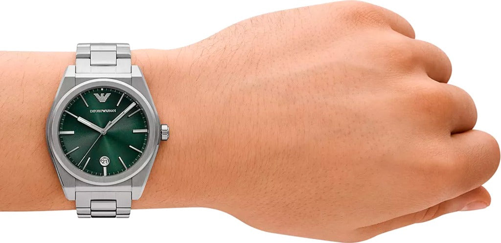 Emporio Armani Frederico Analog Green Dial Silver Steel Strap Watch for Men - AR11621 Buy Now By Emporio Armani
