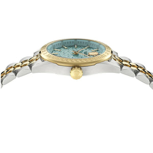 Versace V-Code Analog Turquoise Dial Two Tone Steel Strap Watch for Women - VE8I00524 Buy Now By Versace
