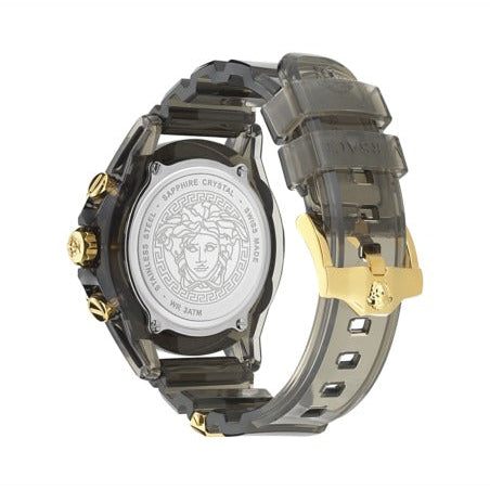 Versace Icon Active Chronograph Black Dial Black Rubber Strap Unisex Watch - VE8P00224 Buy Now By Versace