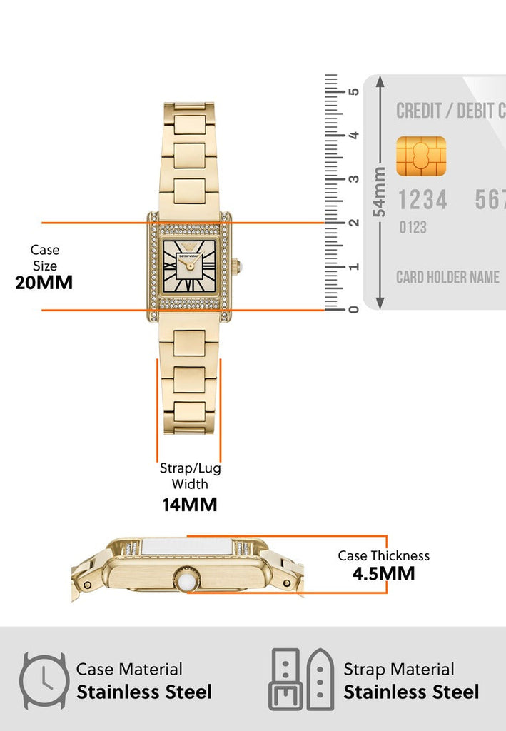 Emporio Armani Genni Crystals Gold Dial Gold Steel Strap Watch for Women - AR11663 Buy Now By Emporio Armani