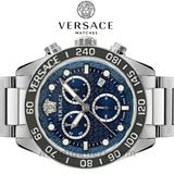 Versace Greca Dome Chronograph Blue Dial Silver Steel Strap Watch for Men - VE6K00323 Buy Now By Versace
