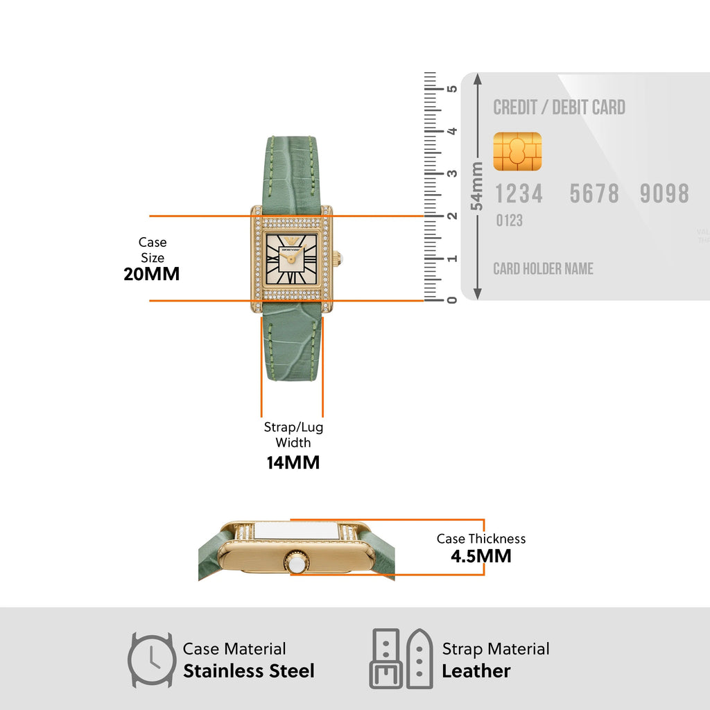 Emporio Armani Classic White Dial Green Leather Strap Watch for Women - AR11661 Buy Now By Emporio Armani