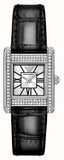 Emporio Armani Classic Crystals Silver Dial Black Leather Strap Watch for Women - AR11660 Buy Now By Emporio Armani