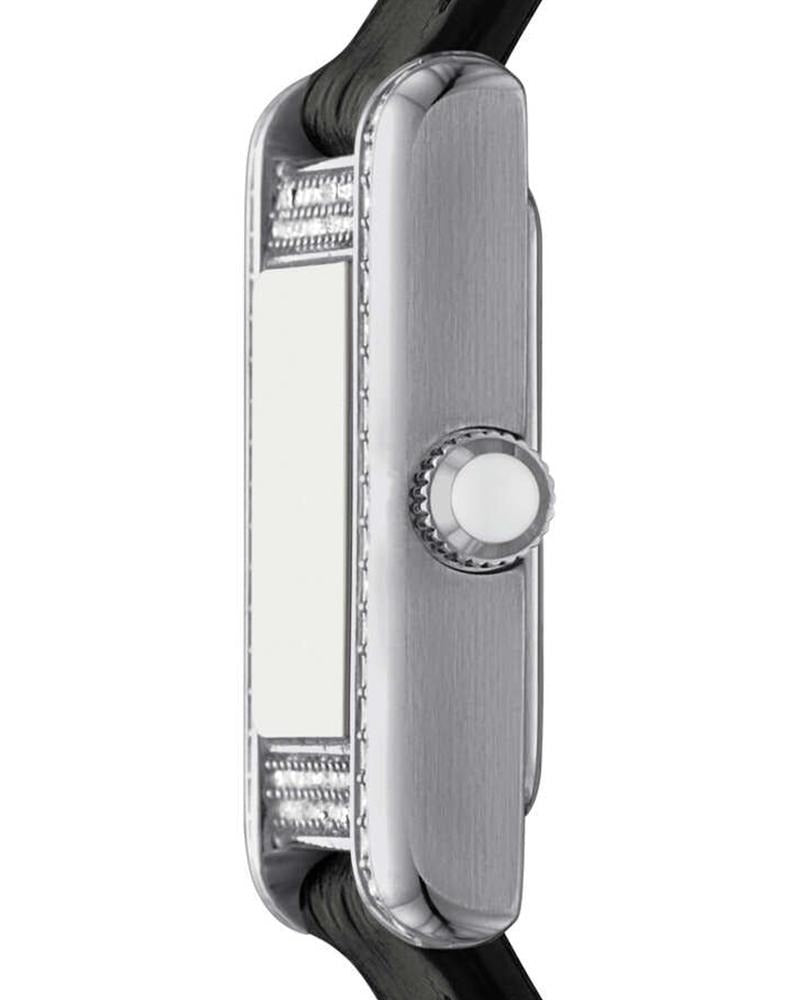 Emporio Armani Classic Crystals Silver Dial Black Leather Strap Watch for Women - AR11660 Buy Now By Emporio Armani