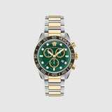 Versace Greca Dome Chronograph Green Dial Two Tone Steel Strap Watch for Men - VE6K00423 Buy Now By Versace