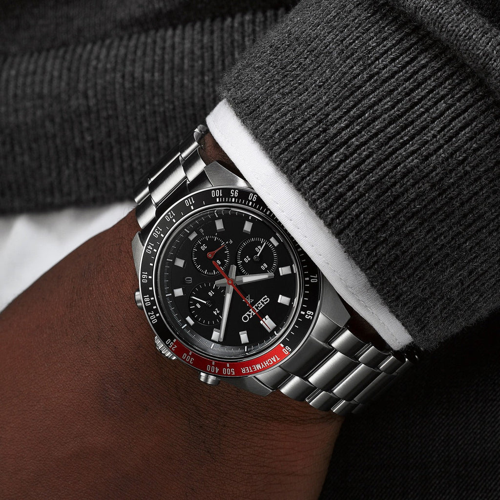 Seiko Prospex Speedtimer Solar Chronograph Black Dial Silver Steel Strap Watch for Men - SSC915 Buy Now By Seiko