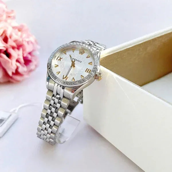 Versace Hellenyium Quartz Silver Dial Silver Steel Strap Watch for Women - VE2S00322 Buy Now By Versace