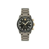 Versace Greca Dome Chronograph Black Dial Grey Steel Strap Watch for Men - VE6K00623 Buy Now By Versace
