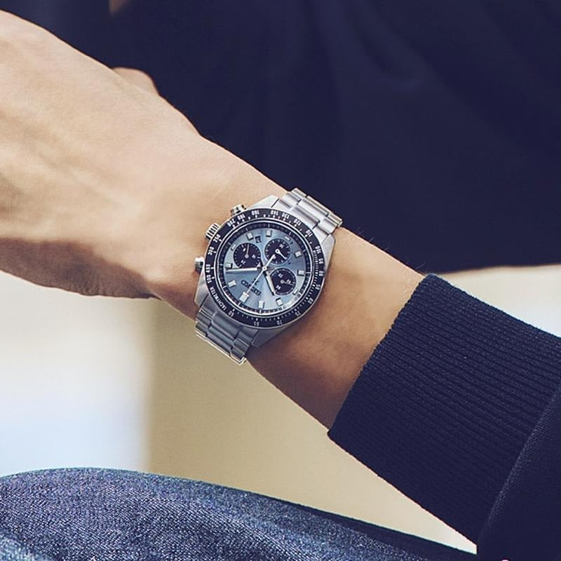 Seiko Prospex Speedtimer 41.4 Solar Chronograph Blue Dial Silver Steel Strap Watch for Men - SSC935 Buy Now By Seiko