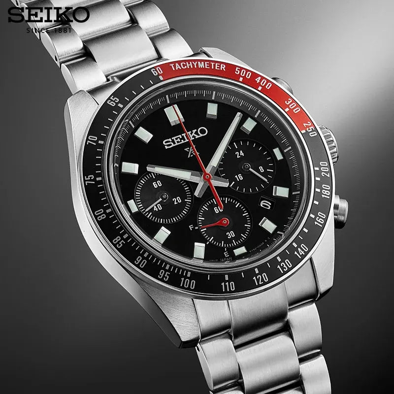 Seiko Prospex Speedtimer Solar Chronograph Black Dial Silver Steel Strap Watch for Men - SSC915 Buy Now By Seiko