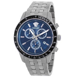 Versace Greca Dome Chronograph Blue Dial Silver Steel Strap Watch for Men - VE6K00323 Buy Now By Versace