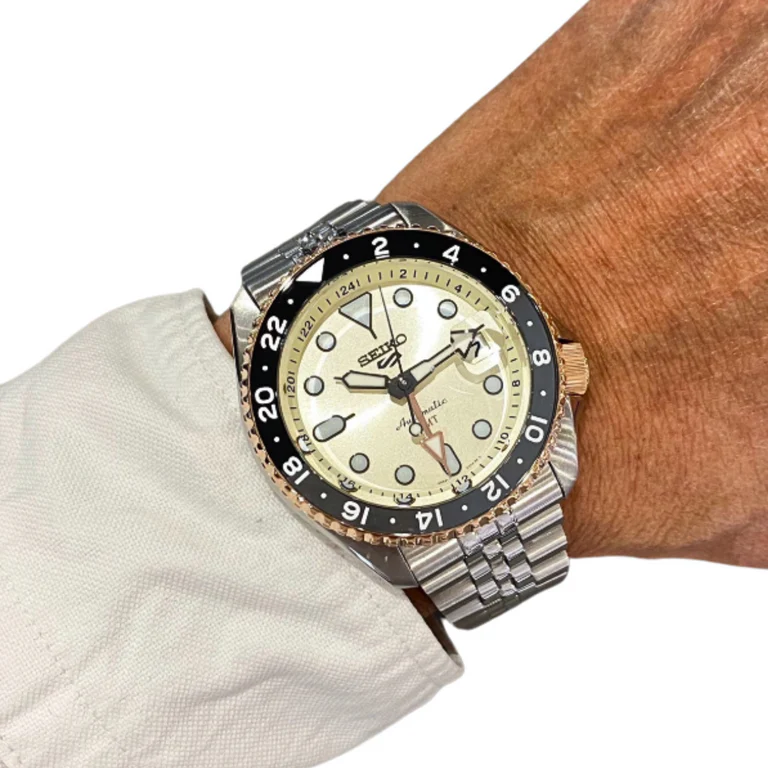 Seiko 5 GMT Sport Asia Exclusive Limited Edition Off White Dial Silver Steel Strap Watch for Men - SSK046K1 Buy Now By Seiko