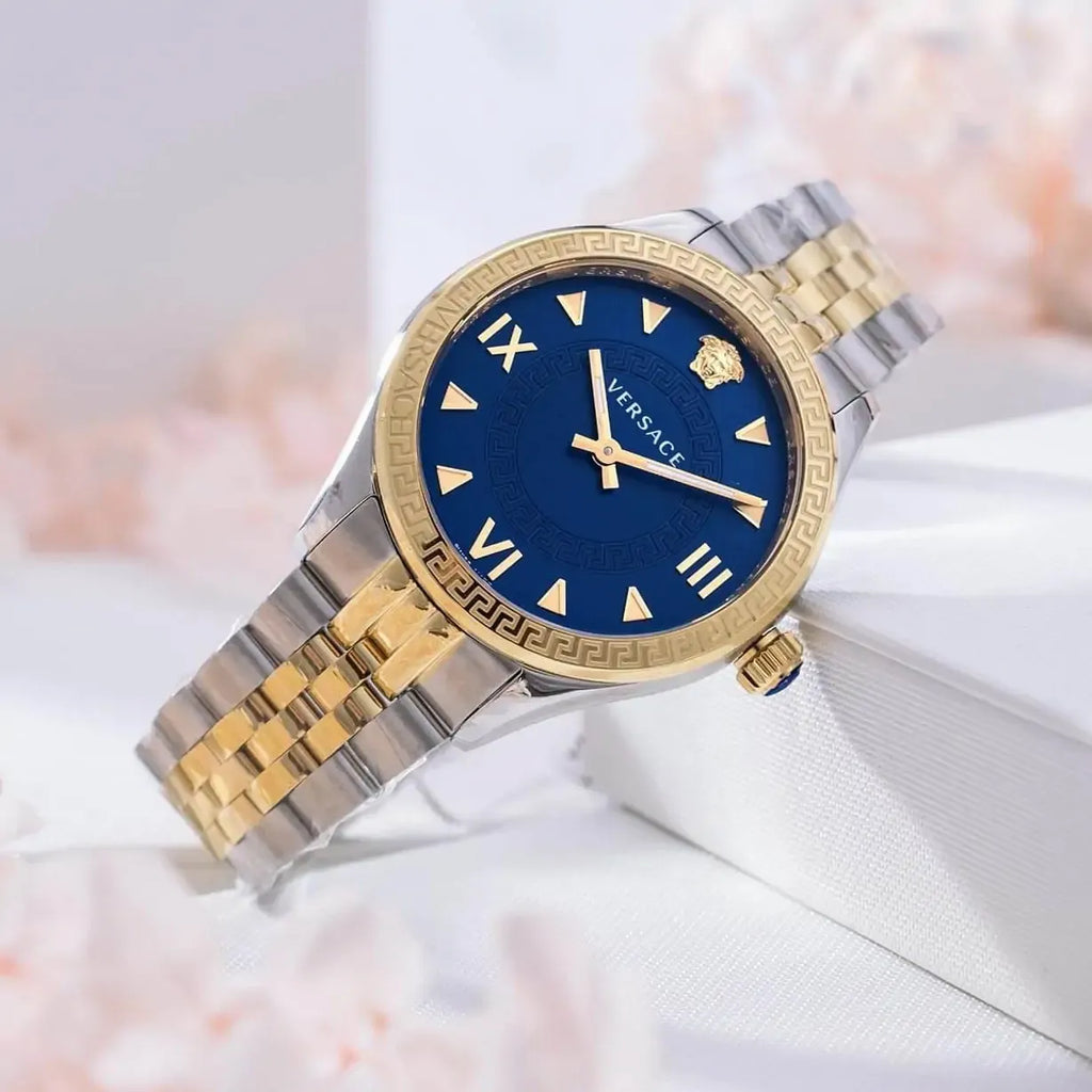 Versace Hellenyium Quartz Blue Dial Two Tone Steel Strap Watch for Women - VE2S00522 Buy Now By Versace