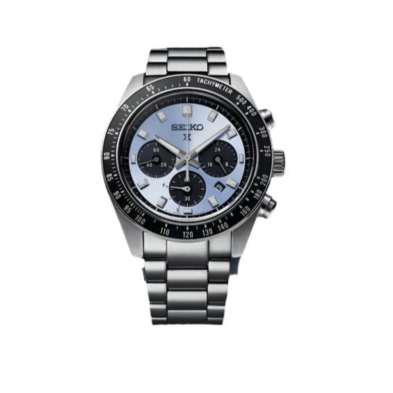 Seiko Prospex Speedtimer 41.4 Solar Chronograph Blue Dial Silver Steel Strap Watch for Men - SSC935 Buy Now By Seiko