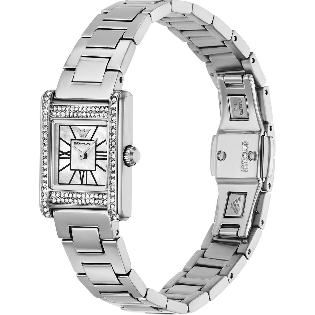 Emporio Armani Genni Analog Mother of Pearl Dial Silver Steel Strap Watch for Women - AR11662 Buy Now By Emporio Armani