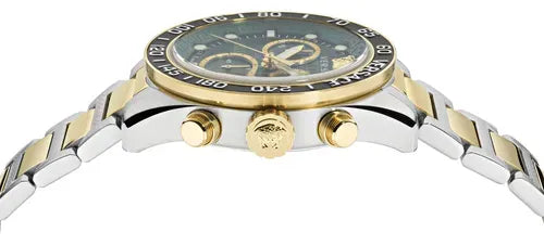Versace Greca Dome Chronograph Green Dial Two Tone Steel Strap Watch for Men - VE6K00423 Buy Now By Versace