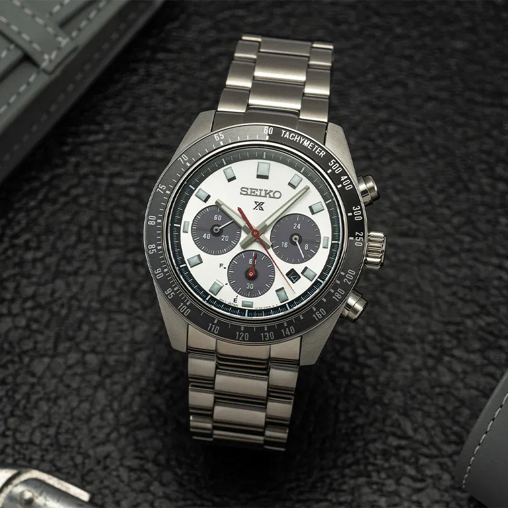 Seiko Prospex Speedtimer Solar Chronograph Silver Dial Silver Steel Strap Watch for Men - SSC911 Buy Now By Seiko