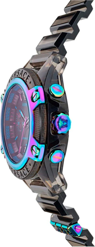 Versace Icon Active Chronograph Black Dial Grey Silicone Strap Watch for Men - VEZ701022