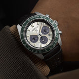 Seiko Prospex Speedtimer Solar Chronograph Ivory Dial Black Leather Strap Watch for Men - SSC943 Buy Now By Seiko