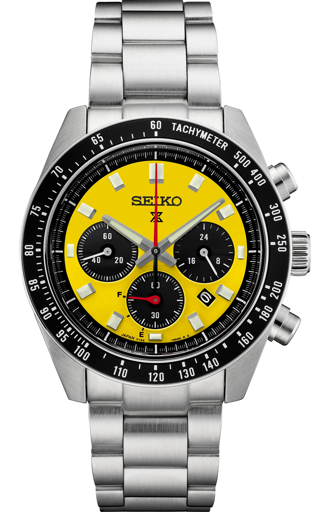 Seiko Prospex Speedtimer Solar Chronograph Yellow Dial Silver Steel Strap Watch for Men - SSC929 Buy Now By Seiko