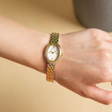 Tory Burch Oval White Dial Two Tone Steel Strap Watch for Women - TBW6033 Buy Now By Tory Burch