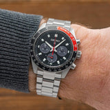 Seiko Prospex Speedtimer Solar Chronograph Black Dial Silver Steel Strap Watch for Men - SSC915