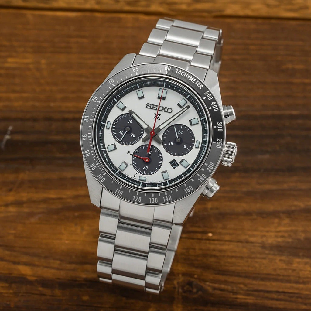 Seiko Prospex Speedtimer Solar Chronograph Silver Dial Silver Steel Strap Watch for Men - SSC911 Buy Now By Seiko