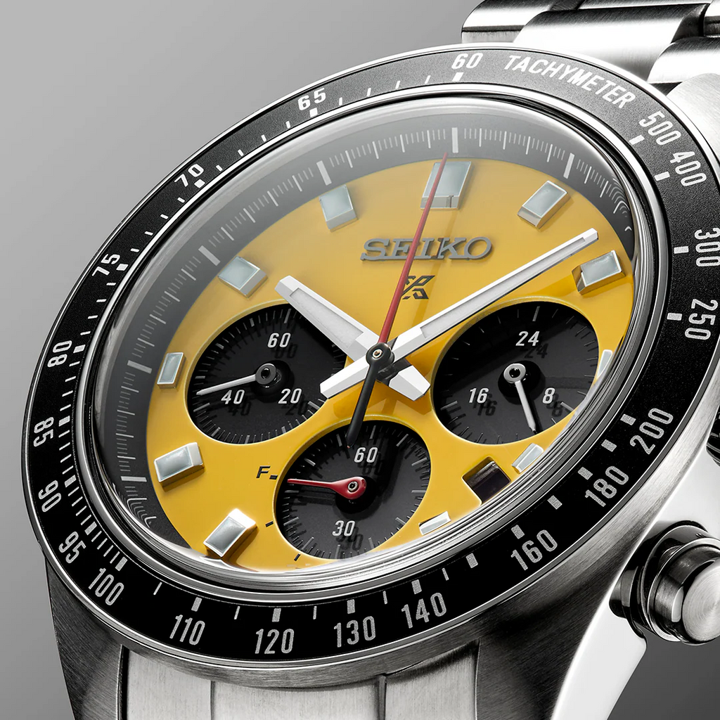Seiko Prospex Speedtimer Solar Chronograph Yellow Dial Silver Steel Strap Watch for Men - SSC929 Buy Now By Seiko