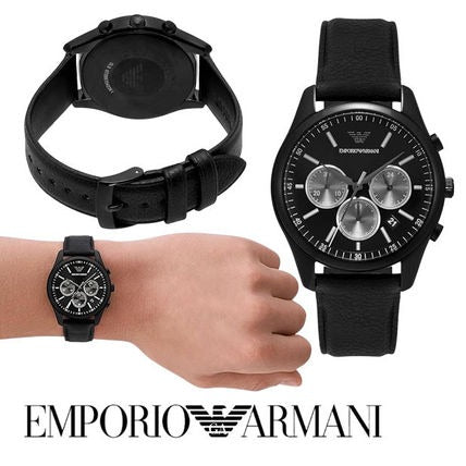 Emporio Armani Antonio Chronograph Black Dial Black Leather Strap Watch for Men - AR11583 Buy Now By Emporio Armani