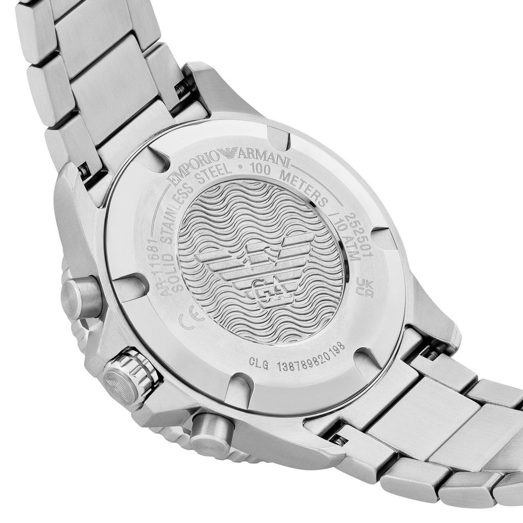 Emporio Armani World Explorer Chronograph Blue Dial Silver Steel Strap Watch for Men - AR11681 Buy Now By Emporio Armani