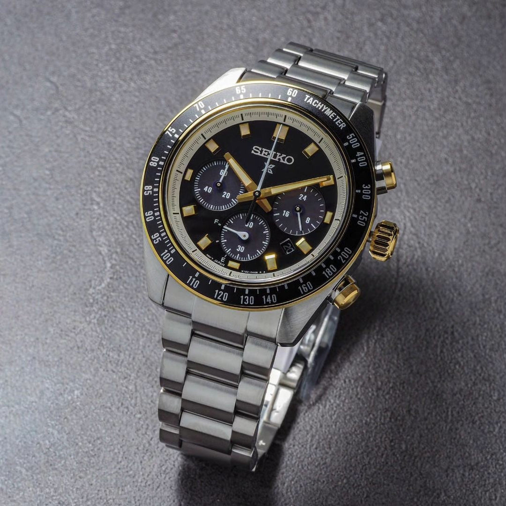 Seiko Prospex Speedtimer Solar Chronograph Black Dial Silver Steel Strap Watch for Men - SSC941 Buy Now By Seiko