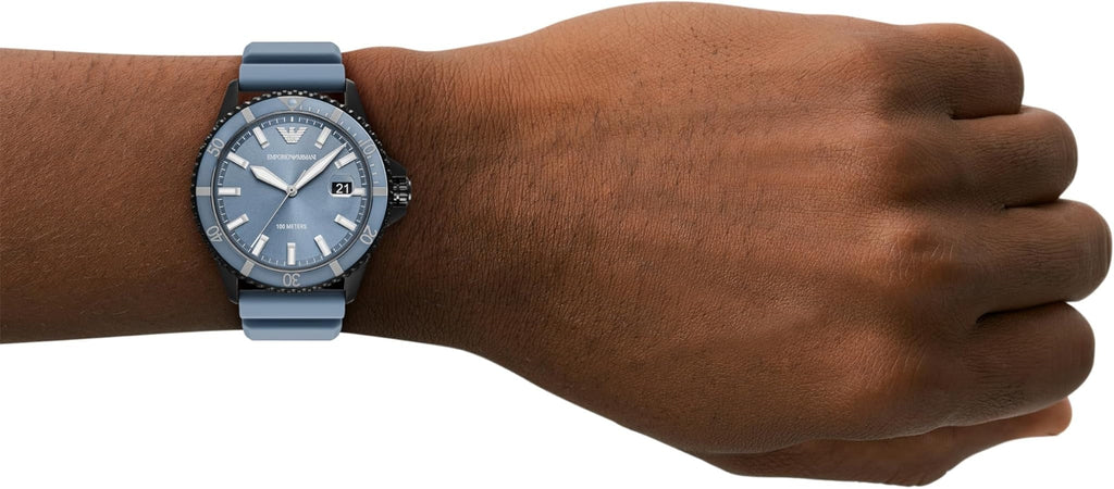 Emporio Armani Sea Explorer Divers Blue Dial Blue Silicone Strap Watch for Men - AR11685 Buy Now By Emporio Armani