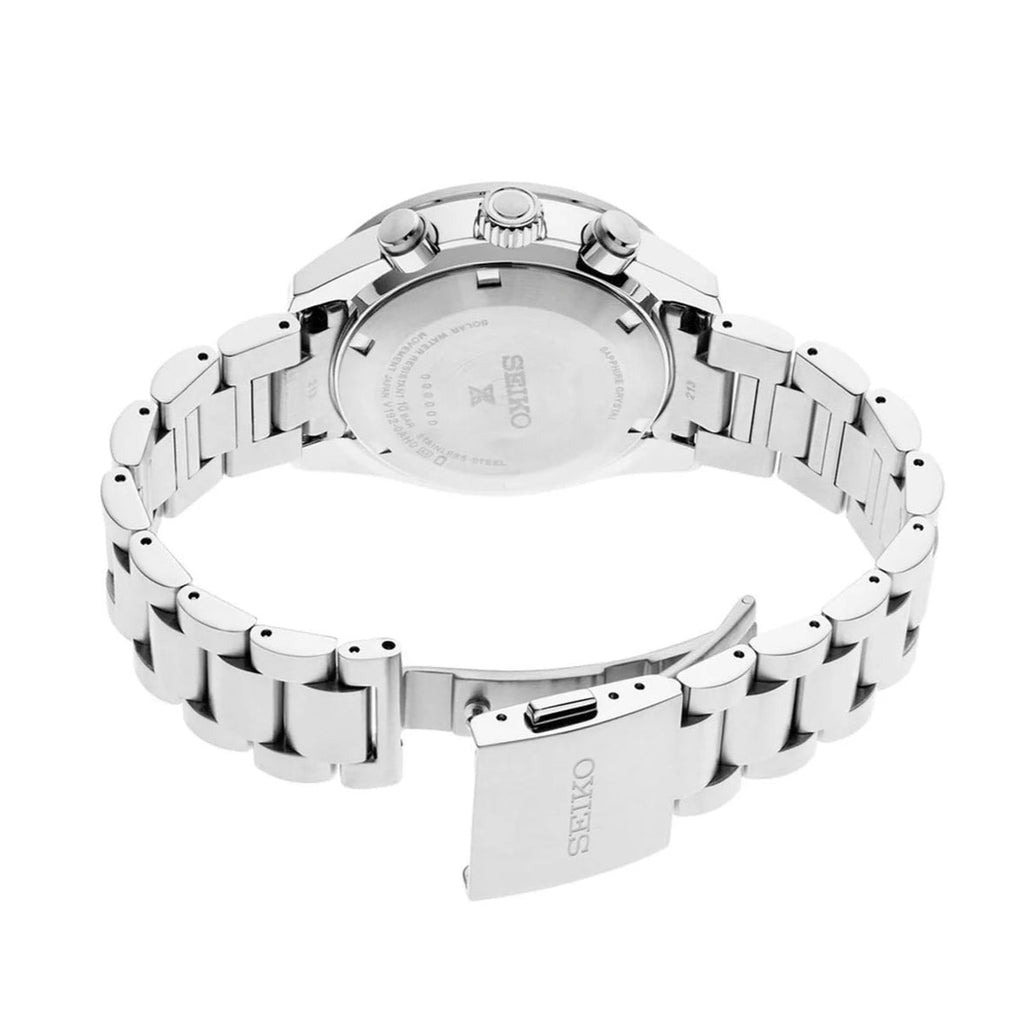 Seiko Prospex Speedtimer Solar Chronograph Black Dial Silver Steel Strap Watch for Men - SSC915 Buy Now By Seiko